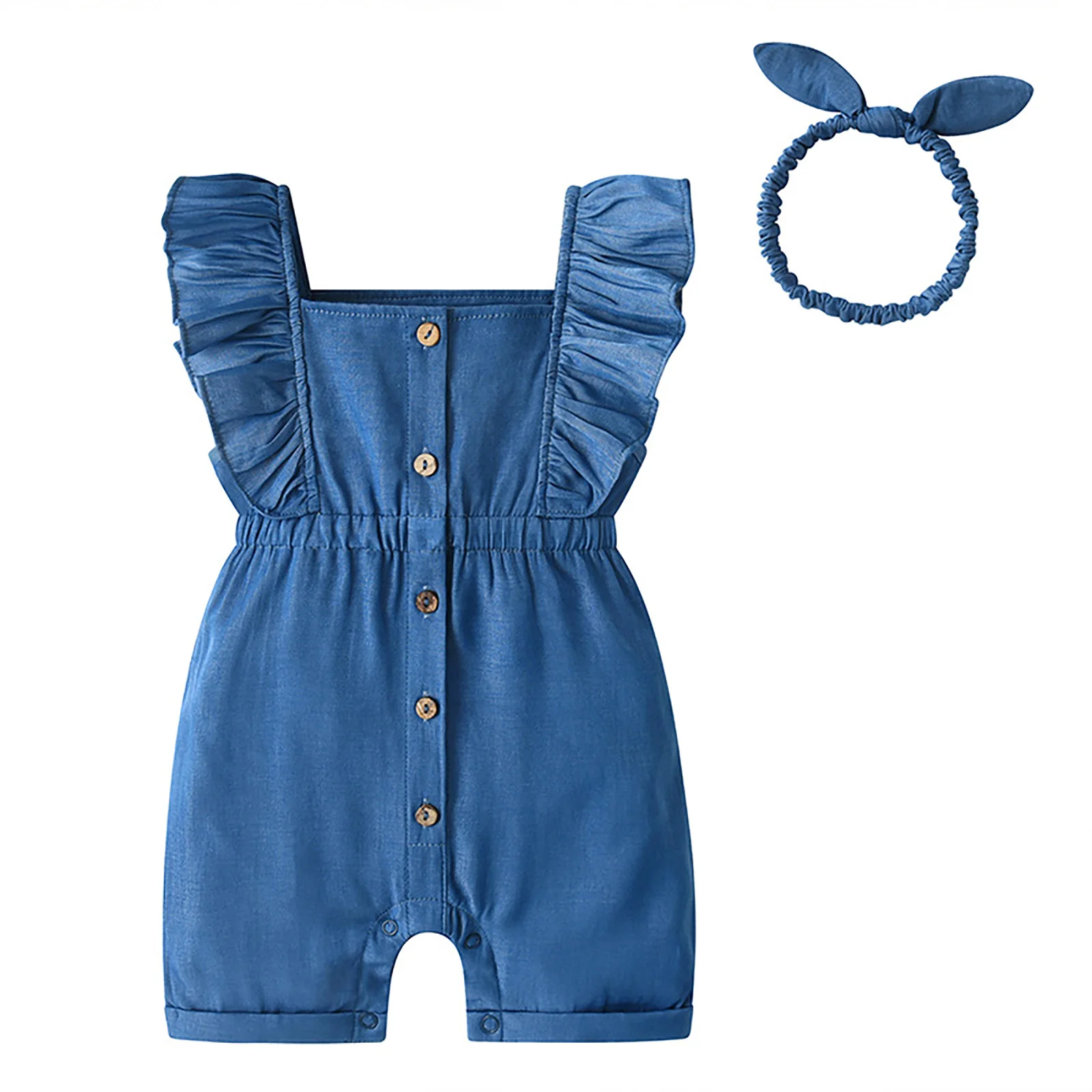 Infant Girls Fashion Casual Cute Ruffles Denim Rompers Jumpsuit with Headband Birthday Party Photography Holiday Daily Costume
Infant Girls Fashion Casual Cute Ruffles Denim Rompers Jumpsuit with Headband Birthday Party Photography Holiday Daily Costume