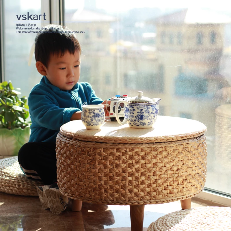 Japanese Tea Tables for Tatami Solid Wood Low Coffee Tables Minimalist Floor Desk Round Rattan Bay Window Table with Storage 
Japanese Tea Tables for Tatami Solid Wood Low Coffee Tables Minimalist Floor Desk Round Rattan Bay Window Table with Storage