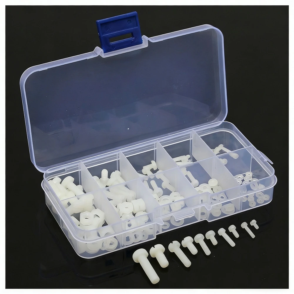 150pcs M2 M2.5 M3 M4 M5 Screws Hardware Fasteners Nylon Plastic Screws Nuts and Caps Black White Hexagonal Nuts with Screws
150pcs M2 M2.5 M3 M4 M5 Screws Hardware Fasteners Nylon Plastic Screws Nuts and Caps Black White Hexagonal Nuts with Screws