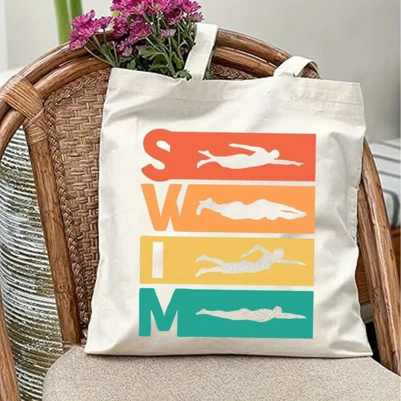 Swim Themed Tote Bag Retro Swimmer Print Reusable Bag for Swimmers Pool Days and Beach Trips
Swim Themed Tote Bag Retro Swimmer Print Reusable Bag for Swimmers Pool Days and Beach Trips