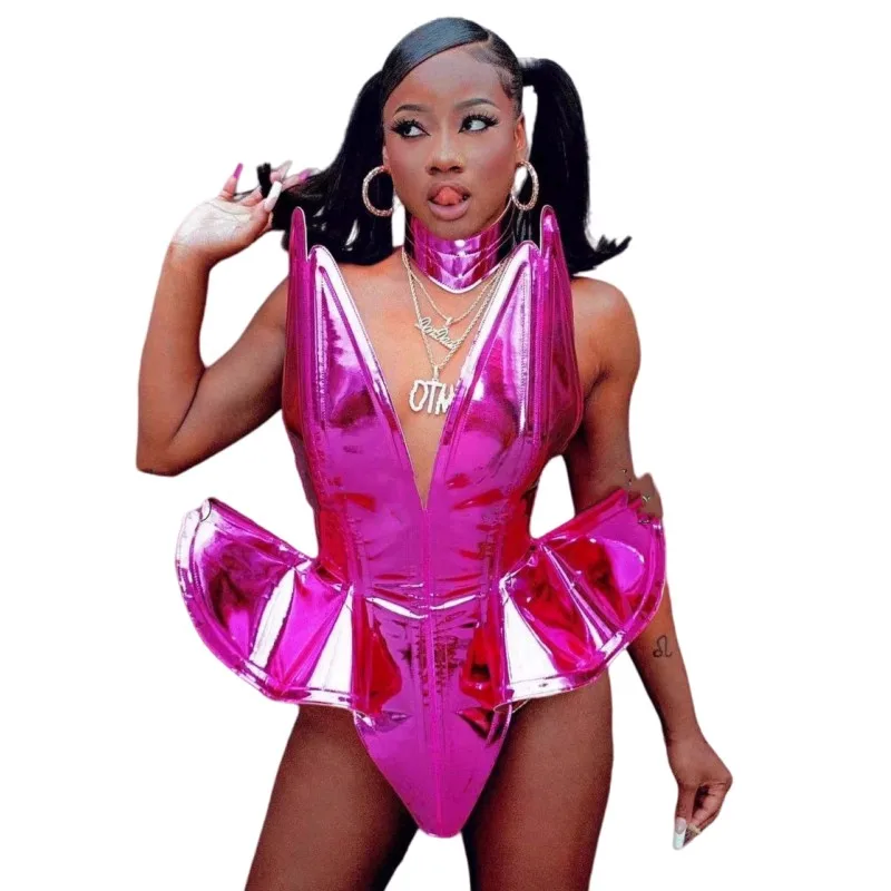 Rose Patent Leather Short Dress Sexy Nightclub Bar Dancer Performance Clothes Women Drag Queen Costume Party Show Stage Wear
Rose Patent Leather Short Dress Sexy Nightclub Bar Dancer Performance Clothes Women Drag Queen Costume Party Show Stage Wear