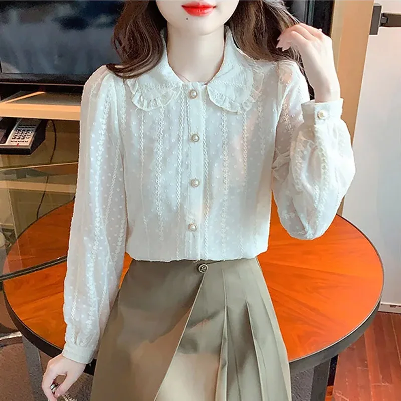 Long Sleeve Blouse Women Doll Collar Apricot Chiffon Blouse Shirt Tops Women Blusas Mujer De Moda 2024 Blouses Shirts Blusa G235
Long Sleeve Blouse Women Doll Collar Apricot Chiffon Blouse Shirt Tops Women Blusas Mujer De Moda 2024 Blouses Shirts Blusa G235