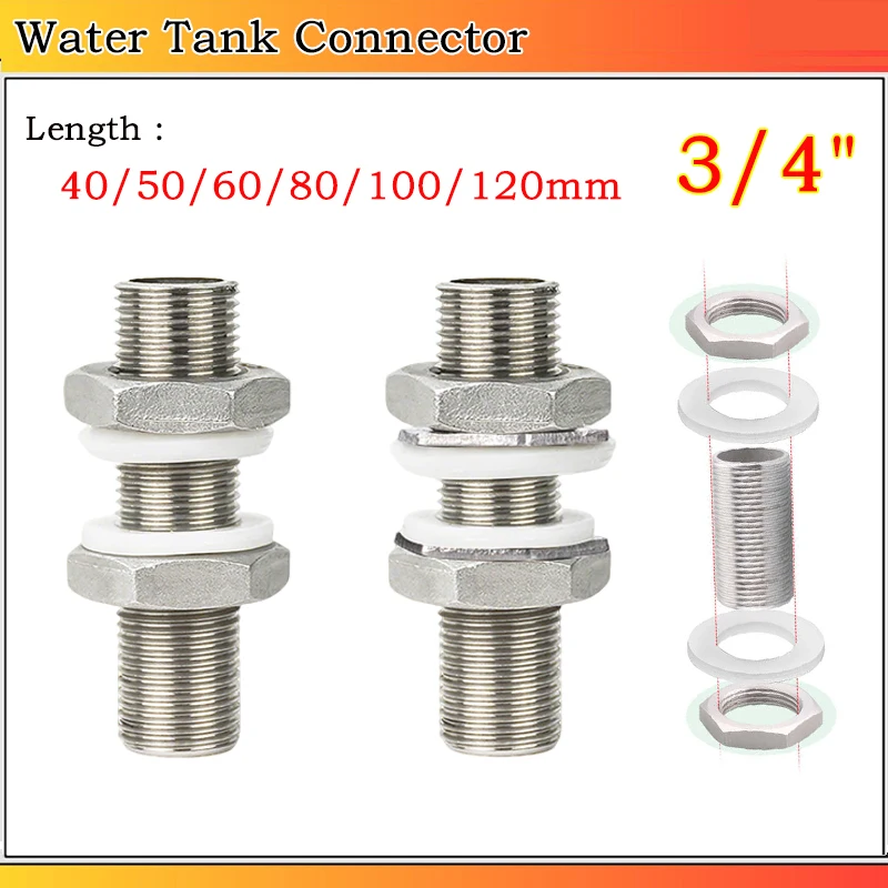1~10pcs 304 Stainless Steel Full Thread Bulkhead Lock Pipe Fitting Accessories 40/50/60/80/100/120mm Length 3/4" BSP Thread
1~10pcs 304 Stainless Steel Full Thread Bulkhead Lock Pipe Fitting Accessories 40/50/60/80/100/120mm Length 3/4" BSP Thread