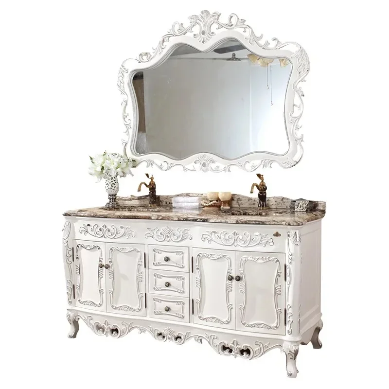 Antique Solid Wood Spot Red Oak Large Apartment Combination Bathroom Cabinet Simple European Washbasin
Antique Solid Wood Spot Red Oak Large Apartment Combination Bathroom Cabinet Simple European Washbasin