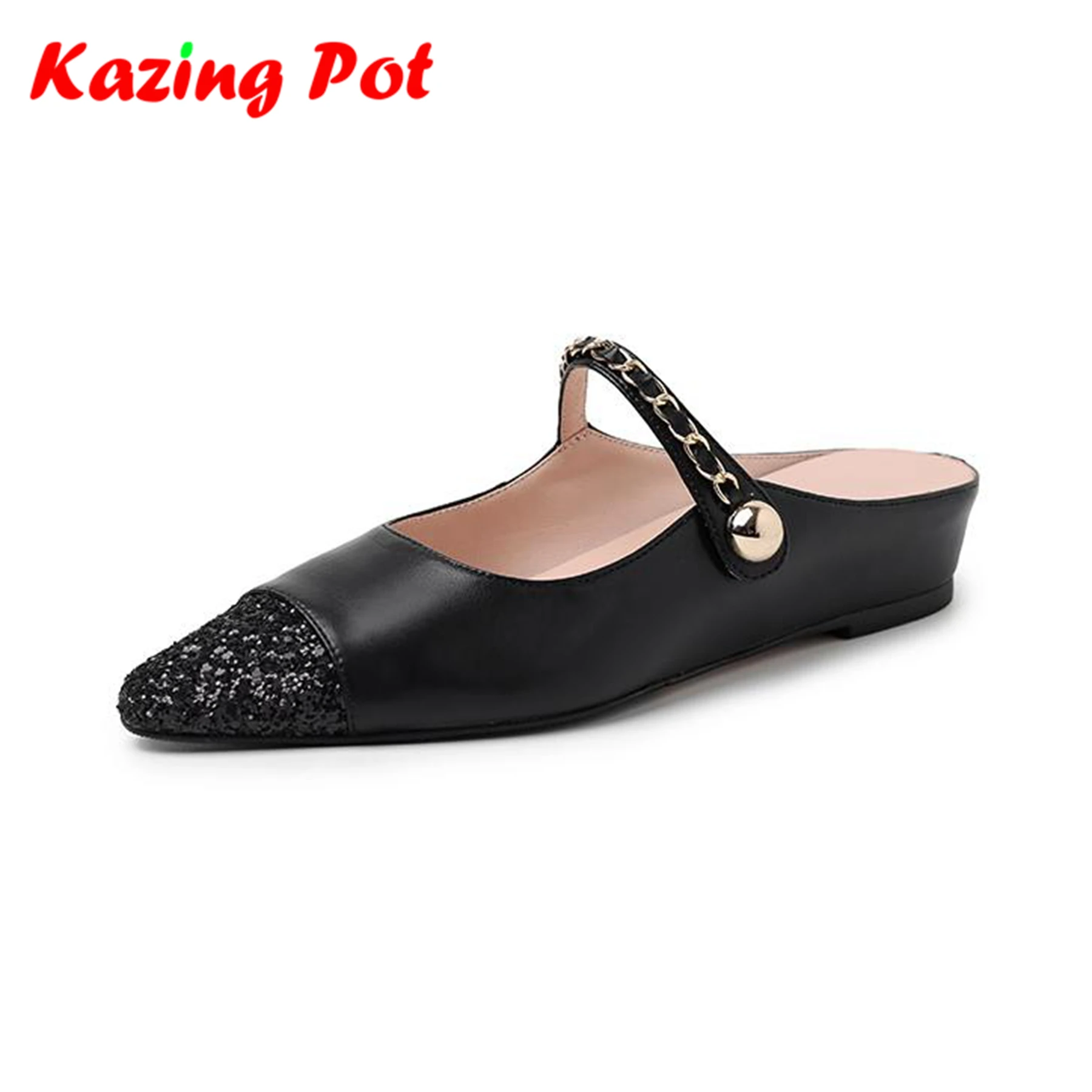 Krazing Pot Mules Sheepskin Round Toe Med Heels Spring Summer Shoes Shallow Dating Party Sequin Cloth Bling Brand Women Pumps
Krazing Pot Mules Sheepskin Round Toe Med Heels Spring Summer Shoes Shallow Dating Party Sequin Cloth Bling Brand Women Pumps