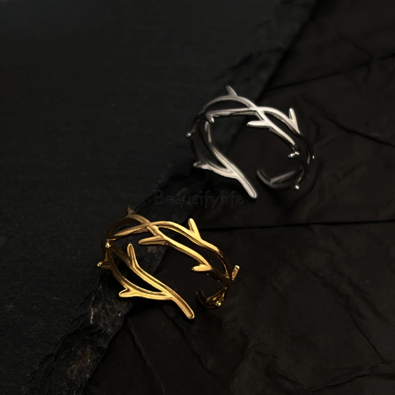 Temperament open jewelry stainless steel plated 18K gold striped branches creative accessories
Temperament open jewelry stainless steel plated 18K gold striped branches creative accessories