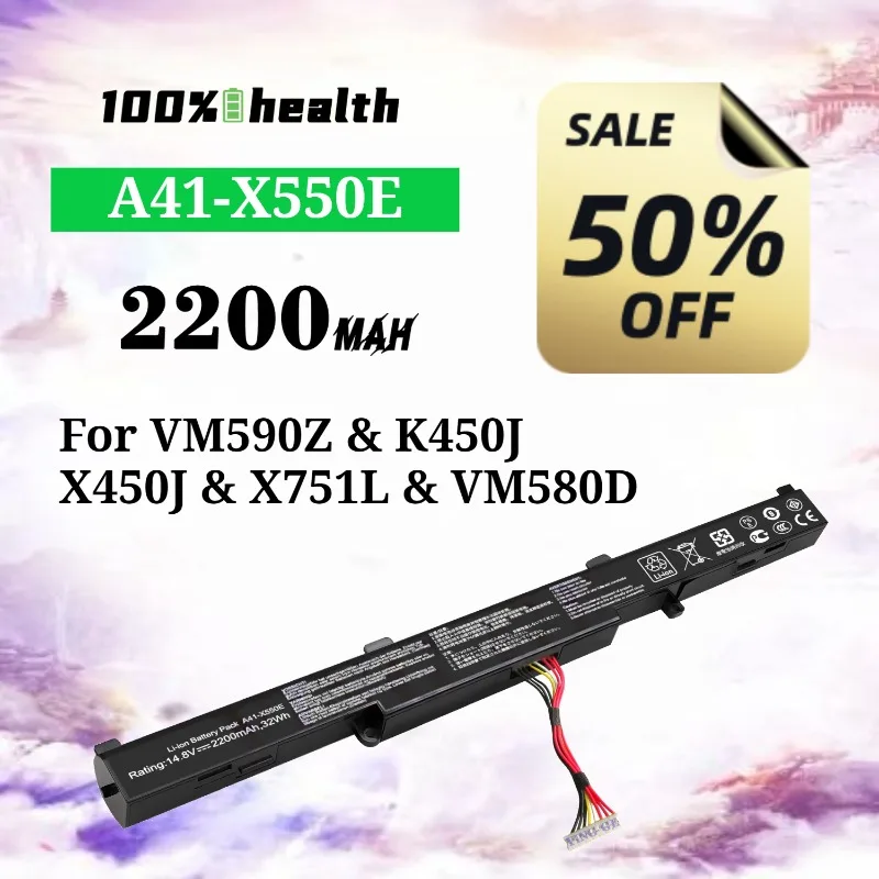 A41-X550E 2200mAh Laptop Battery for ASUS VM590Z/K450J/X450J/X751L/VM580D Lithium Rechargeable Battery
A41-X550E 2200mAh Laptop Battery for ASUS VM590Z/K450J/X450J/X751L/VM580D Lithium Rechargeable Battery