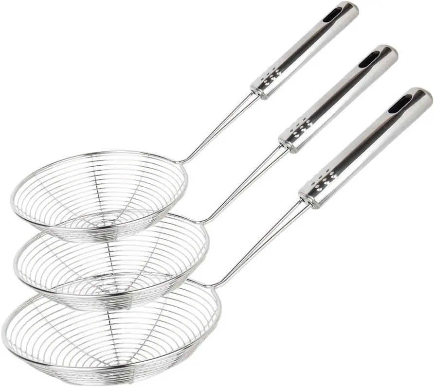 Spider Strainer Set of Asian Strainer Ladle Stainless Steel Wire Skimmer Spoon with Handle for Kitchen Frying Food, Pasta
Spider Strainer Set of Asian Strainer Ladle Stainless Steel Wire Skimmer Spoon with Handle for Kitchen Frying Food, Pasta