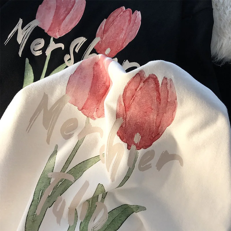 American Retro Tulip Short-sleeved T-shirt Female Loose Yu Student Sweet Half-sleeved Top Clothes Summer Women T Shirt Kawaii
American Retro Tulip Short-sleeved T-shirt Female Loose Yu Student Sweet Half-sleeved Top Clothes Summer Women T Shirt Kawaii