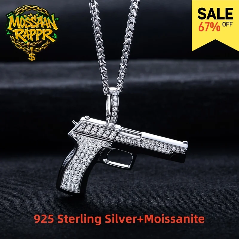 MossanRappr 1.1cttw Moissanite New Gun Pendant Iced out Hip Hop Necklace 925 Sterling Silver for Rapper Men's Punk Rock Jewelry
MossanRappr 1.1cttw Moissanite New Gun Pendant Iced out Hip Hop Necklace 925 Sterling Silver for Rapper Men's Punk Rock Jewelry