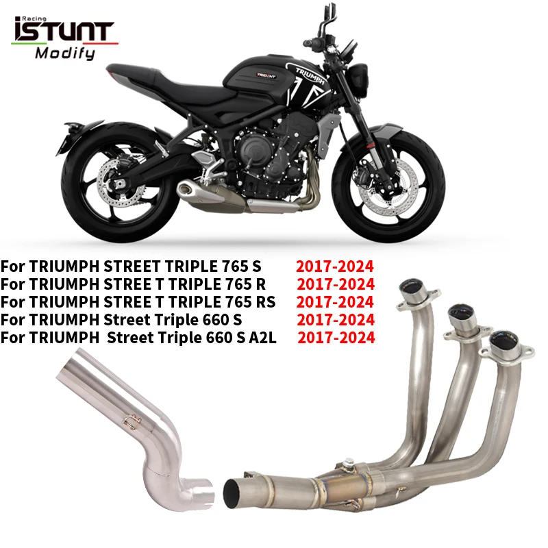 For Triumph Street Triple 660 765 S R RS A2L 2017 - 2024 Motorcycle Exhaust Systems Escape Moto Front Middle Link Pipe 50.8MM
For Triumph Street Triple 660 765 S R RS A2L 2017 - 2024 Motorcycle Exhaust Systems Escape Moto Front Middle Link Pipe 50.8MM