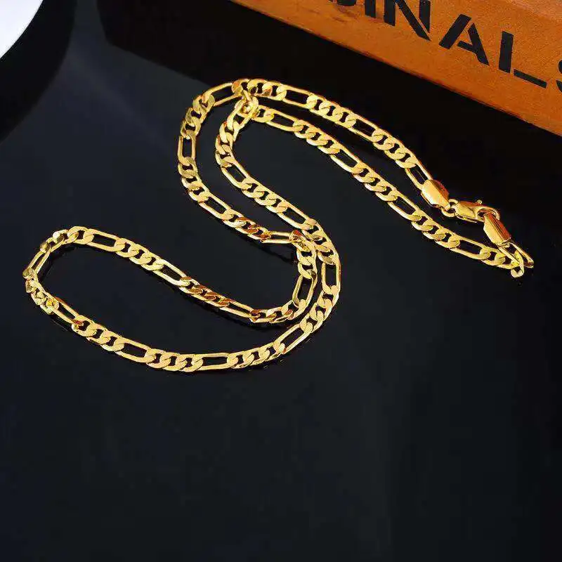 Luxury 24K 9999 Pure Gold real gold Men's and Women's 3 to 1 Cuban Chain Width 4.5mm Length 45cm 50cm 55cm 60cm Figaro Necklace
Luxury 24K 9999 Pure Gold real gold Men's and Women's 3 to 1 Cuban Chain Width 4.5mm Length 45cm 50cm 55cm 60cm Figaro Necklace