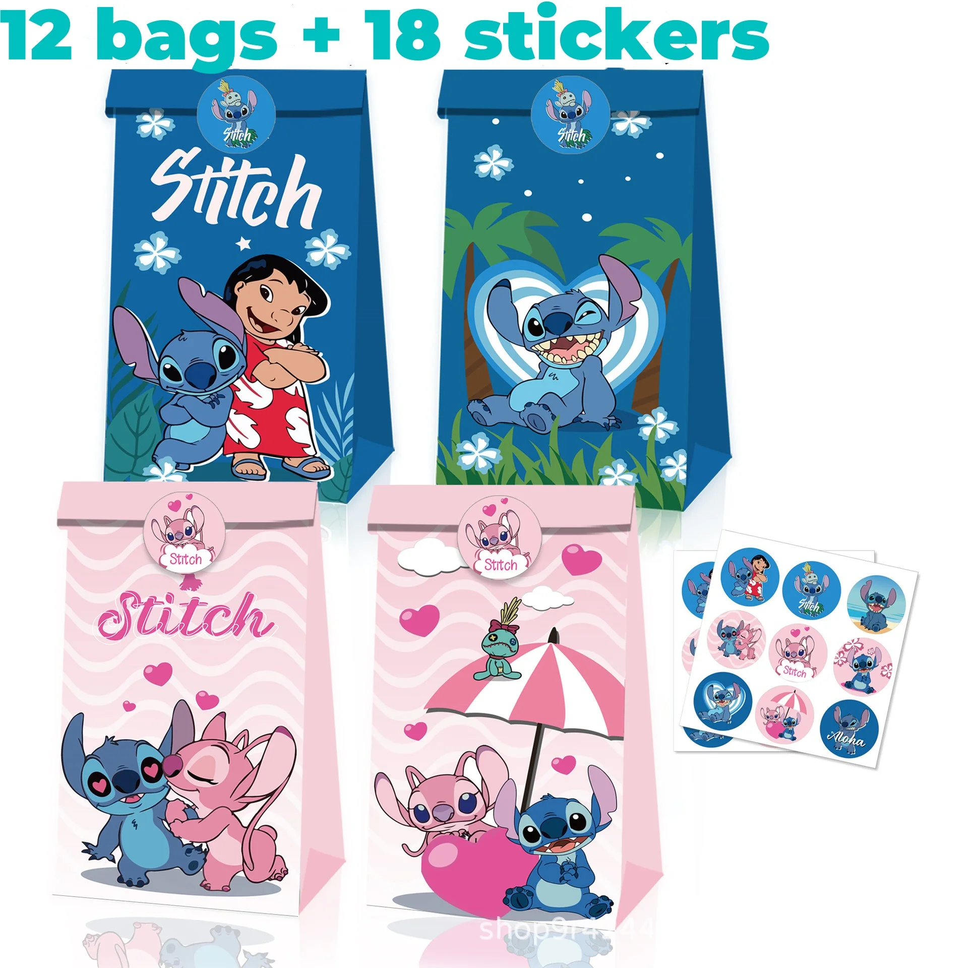 12pcs stitch Disney cute stitch baby birthday party candy kraft paper flat bag packaging cartoon animation storage bag stickers
12pcs stitch Disney cute stitch baby birthday party candy kraft paper flat bag packaging cartoon animation storage bag stickers