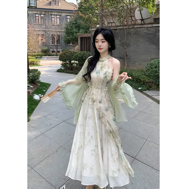 New in Matching Sets Cardigan Top Print Irregularly Halter Dress Fashion Suit Women Two Piece Outfits 2025
New in Matching Sets Cardigan Top Print Irregularly Halter Dress Fashion Suit Women Two Piece Outfits 2025