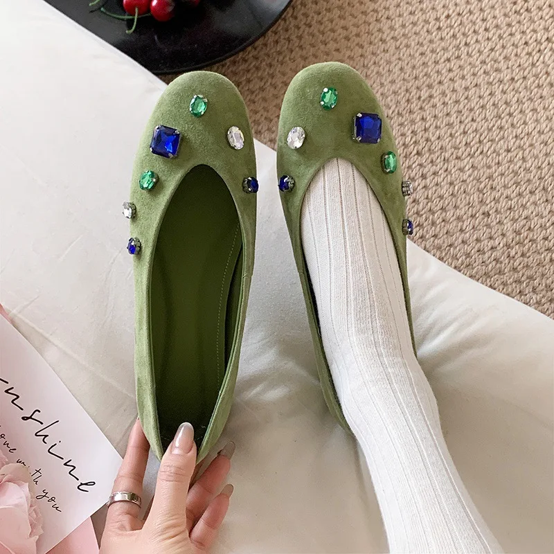 New arrivals Luxury Colorful Gemstone Flats Women Comfortable Round Toe Shallow Suede Loafers for Ladies Elegant Casual Shoes
New arrivals Luxury Colorful Gemstone Flats Women Comfortable Round Toe Shallow Suede Loafers for Ladies Elegant Casual Shoes