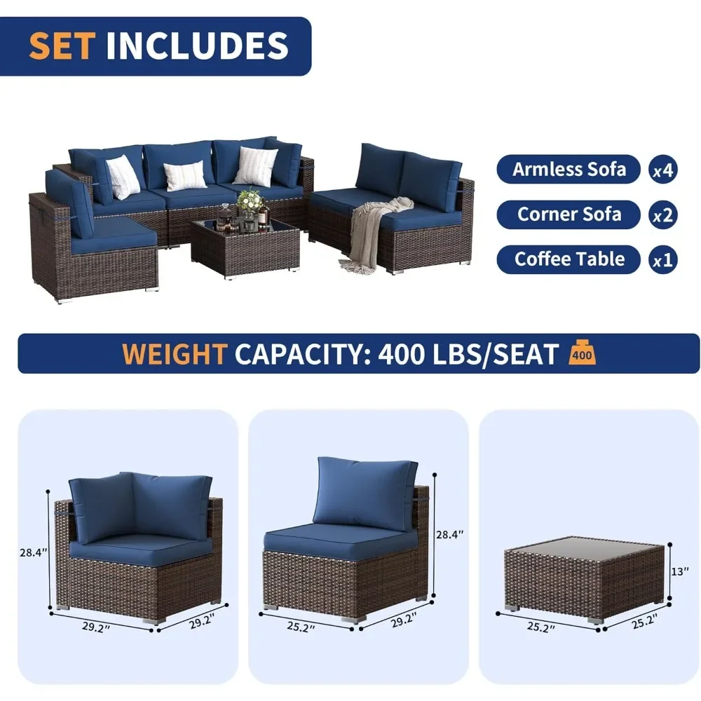 Patio Furniture Set, 7 Piece Outdoor Sectional with Waterproof Cover, All-Weather Wicker Patio Conversation Sets
Patio Furniture Set, 7 Piece Outdoor Sectional with Waterproof Cover, All-Weather Wicker Patio Conversation Sets