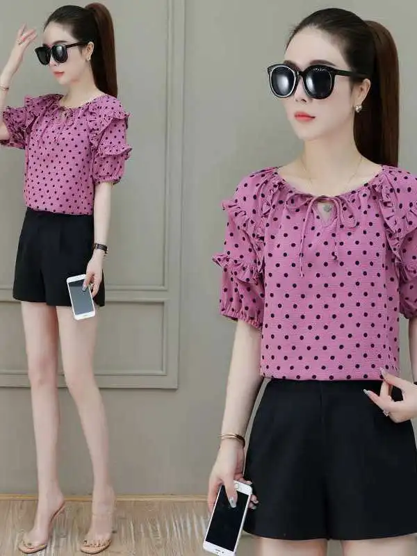 Faion Puff Sve Polar Dot Loose Slim Fit Chiffon irt Top Women's Cleanfit Sle round Ne ort Sve Polyester Fiber
Faion Puff Sve Polar Dot Loose Slim Fit Chiffon irt Top Women's Cleanfit Sle round Ne ort Sve Polyester Fiber