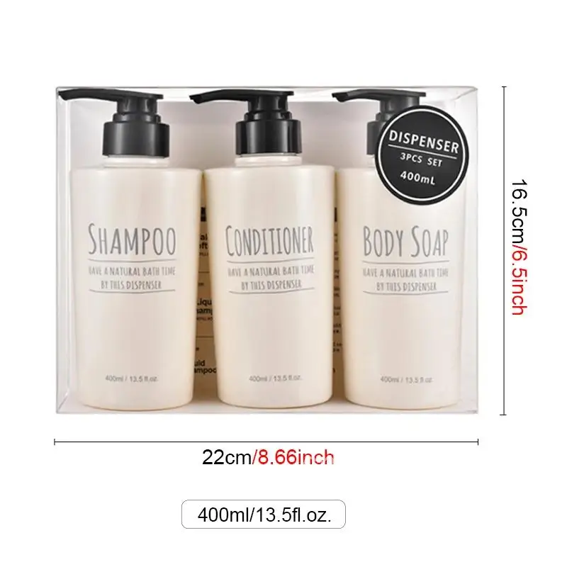 400ml Outdoor Travel Empty Bottle Set 3pcs Shampoo Body Wash Shower Gel Bottle Liquid Soap Dispenser Bottle Set
400ml Outdoor Travel Empty Bottle Set 3pcs Shampoo Body Wash Shower Gel Bottle Liquid Soap Dispenser Bottle Set