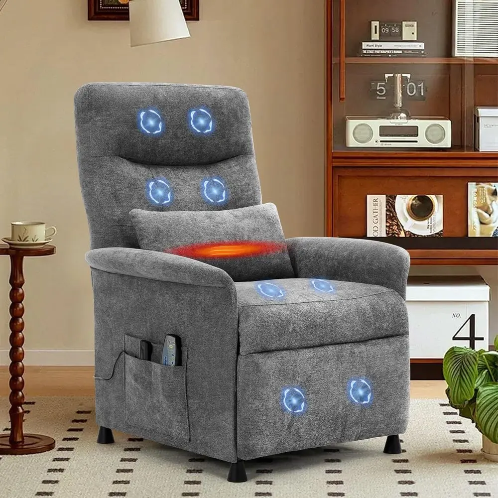 Compact Electric Recliner Chair with Heat, Vibration Massage, Lumbar Support, Adjustable Angle, Grey
Compact Electric Recliner Chair with Heat, Vibration Massage, Lumbar Support, Adjustable Angle, Grey