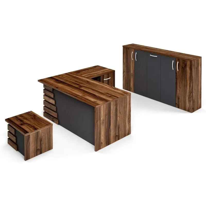 L Shaped Corner Desk Set | 3-Piece Office Furniture with File Drawers for Executive Workspace
L Shaped Corner Desk Set | 3-Piece Office Furniture with File Drawers for Executive Workspace