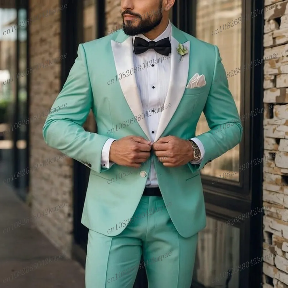 Новый белый воротник мятно-зеленый мужской формальный смокинг жених жених свадебная вечеринка выпускной мужской деловой костюм комплект из 2 предметов блейзер брюки 
Новый белый воротник мятно-зеленый мужской формальный смокинг жених жених свадебная вечеринка выпускной мужской деловой костюм комплект из 2 предметов блейзер брюки