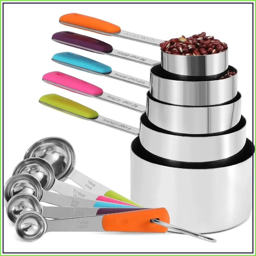 Stainless Steel Measuring Cups and Spoons Set 10 Piece for Cooking Baking (5 Cups + 5 Spoons)
Stainless Steel Measuring Cups and Spoons Set 10 Piece for Cooking Baking (5 Cups + 5 Spoons)