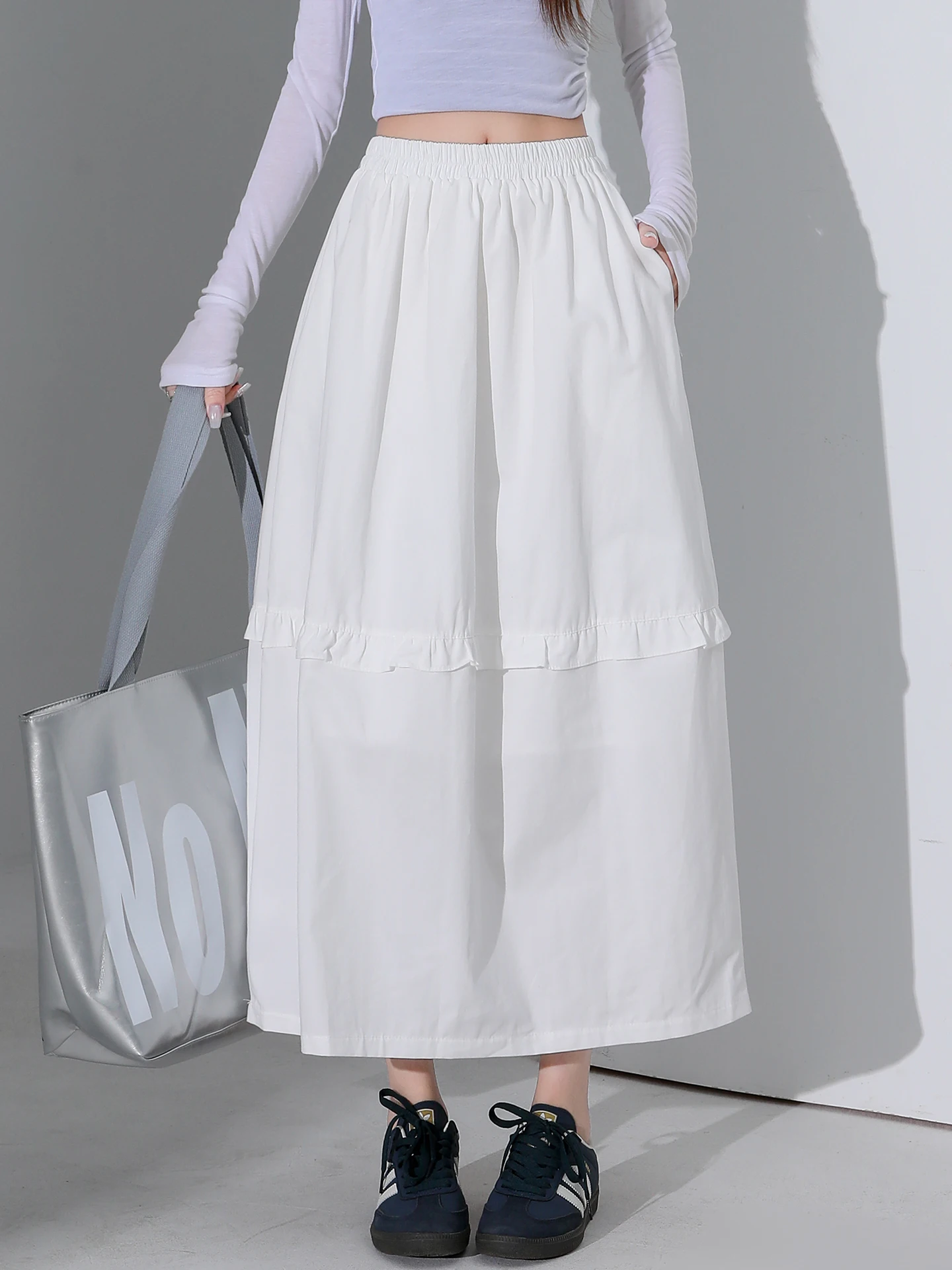 Юбка-фонарь с высокой талией А-силуэта для женщин, весна-лето, белая, с цветочным узором, удлиненная, утягивающая, в корейском стиле, для повседневной носки
Юбка-фонарь с высокой талией А-силуэта для женщин, весна-лето, белая, с цветочным узором, удлиненная, утягивающая, в корейском стиле, для повседневной носки