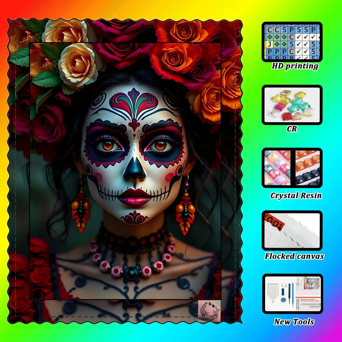 【Maff Padial DIAMOND ART】 Хэллоуин макияж скелет девушка, алмазная живопись 100% смола алмаз Домашний декор и любители рукоделия
【Maff Padial DIAMOND ART】 Хэллоуин макияж скелет девушка, алмазная живопись 100% смола алмаз Домашний декор и любители рукоделия