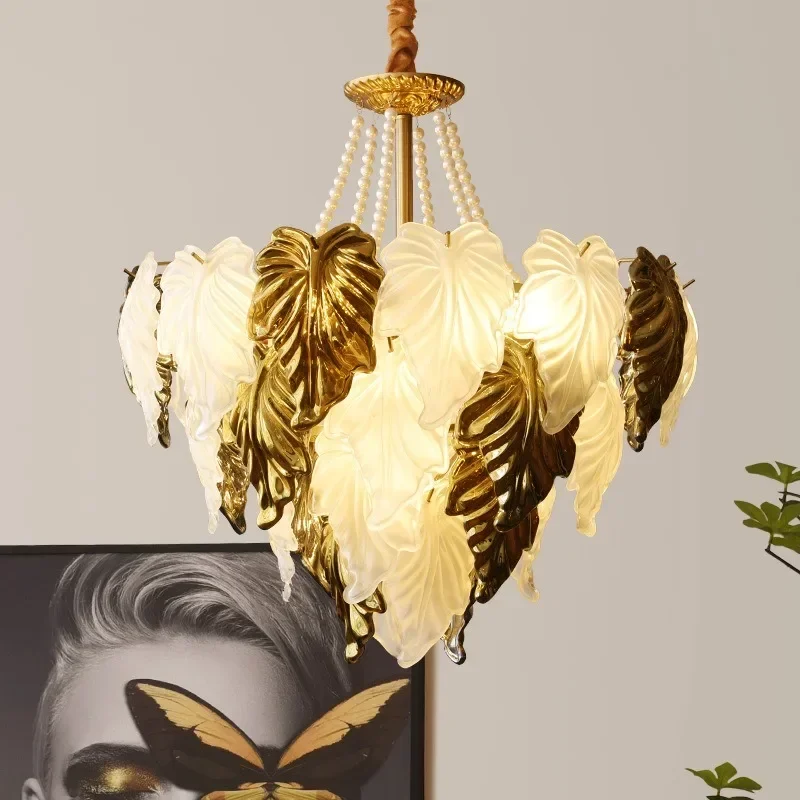 GHEUVNJ Autumn maple leaf glass chandelier French style living room light minimalist retro bedroom pearl light
GHEUVNJ Autumn maple leaf glass chandelier French style living room light minimalist retro bedroom pearl light