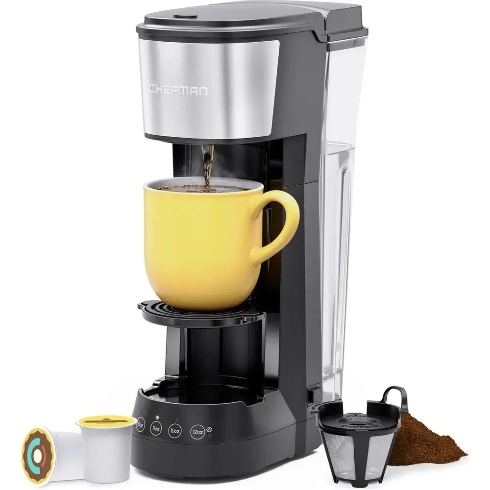 Compact Single-Serve Coffee Maker: K-Cup Pod and Ground Coffee Compatible, Brews 6-12oz Cups, Includes 40oz Reservoir and Filter
Compact Single-Serve Coffee Maker: K-Cup Pod and Ground Coffee Compatible, Brews 6-12oz Cups, Includes 40oz Reservoir and Filter