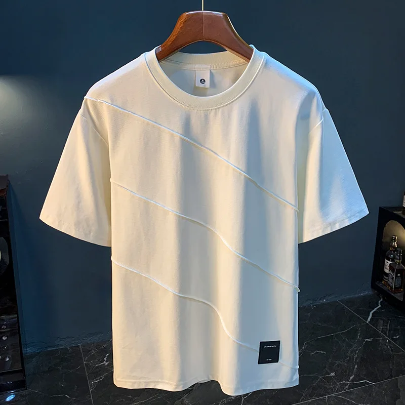 Summer thin men's short sleeved T-shirt ice silk cotton breathable quick drying folding line design sense top
Summer thin men's short sleeved T-shirt ice silk cotton breathable quick drying folding line design sense top