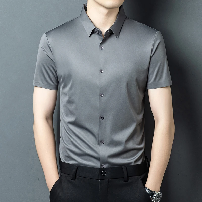 High End Shirt Men's Short Sleeved Summer Plus Size Light Luxury Business Casual Solid Color Shirt Without Ironing
High End Shirt Men's Short Sleeved Summer Plus Size Light Luxury Business Casual Solid Color Shirt Without Ironing