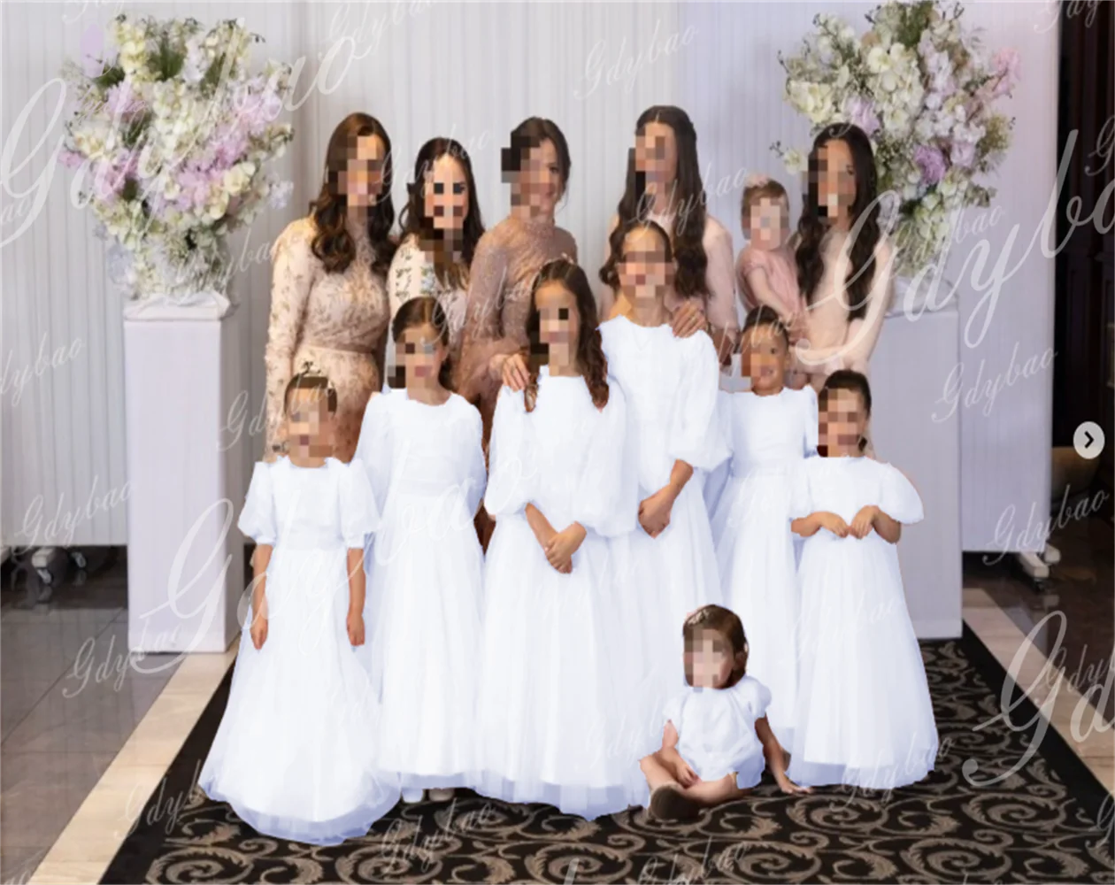 Custom White Tulle Flower Girls Gowns For Wedding Puff Sleeves Puffy First Birthday Party Banquet Princess Gowns
Custom White Tulle Flower Girls Gowns For Wedding Puff Sleeves Puffy First Birthday Party Banquet Princess Gowns