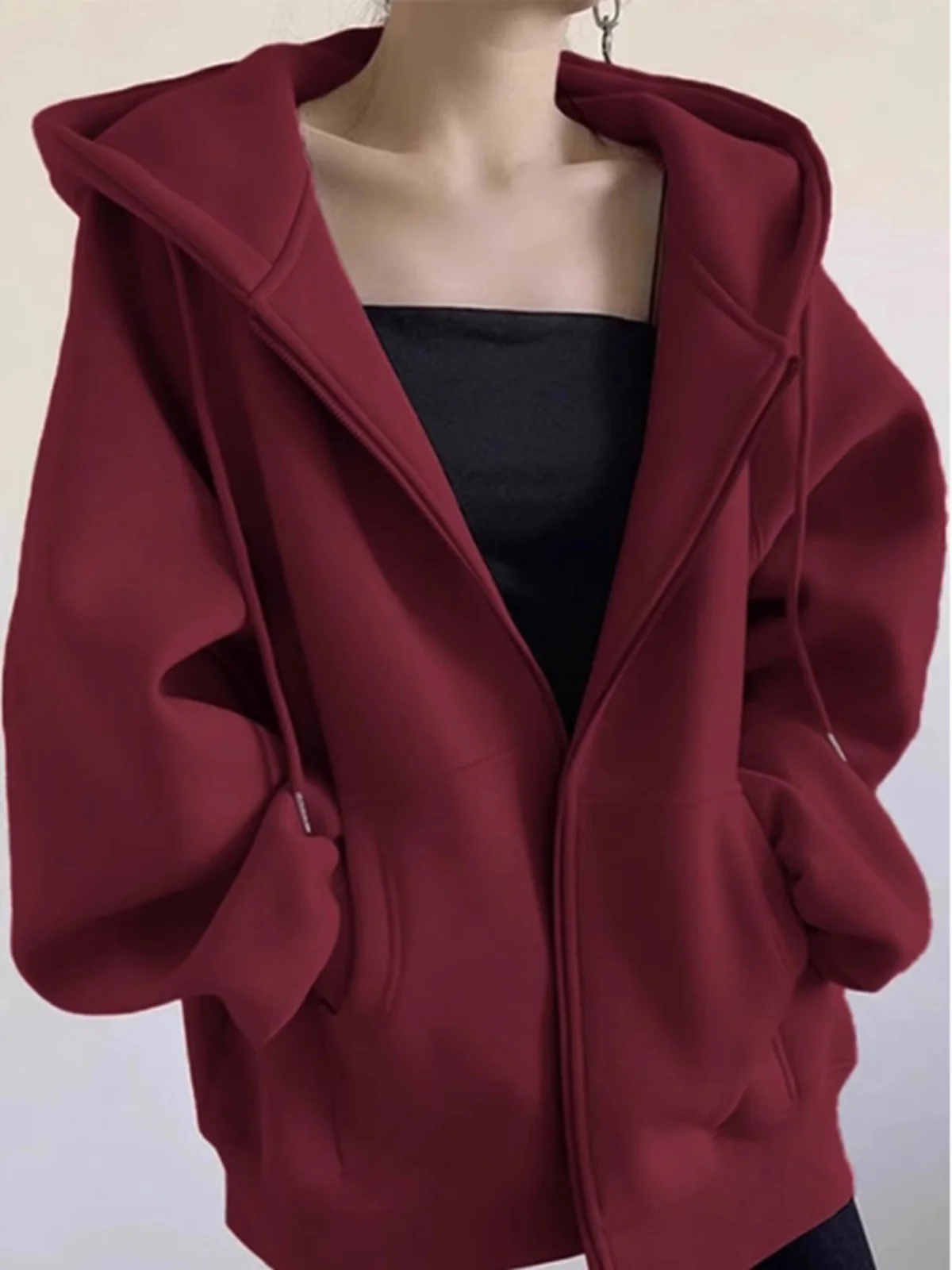 Men's Fleece Lined Wine Red Cardigan Hoodie Heavy Weight Hardwearing Spring Casual Long Sleeve Zipper Closure Hooded Jacket
Men's Fleece Lined Wine Red Cardigan Hoodie Heavy Weight Hardwearing Spring Casual Long Sleeve Zipper Closure Hooded Jacket