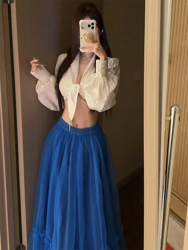 Korean Style High Waist Mesh Flower Bud Half Skirt Women's Summer Sexy Slimming Shirt Two-Piece Set Commute Fashion
Korean Style High Waist Mesh Flower Bud Half Skirt Women's Summer Sexy Slimming Shirt Two-Piece Set Commute Fashion