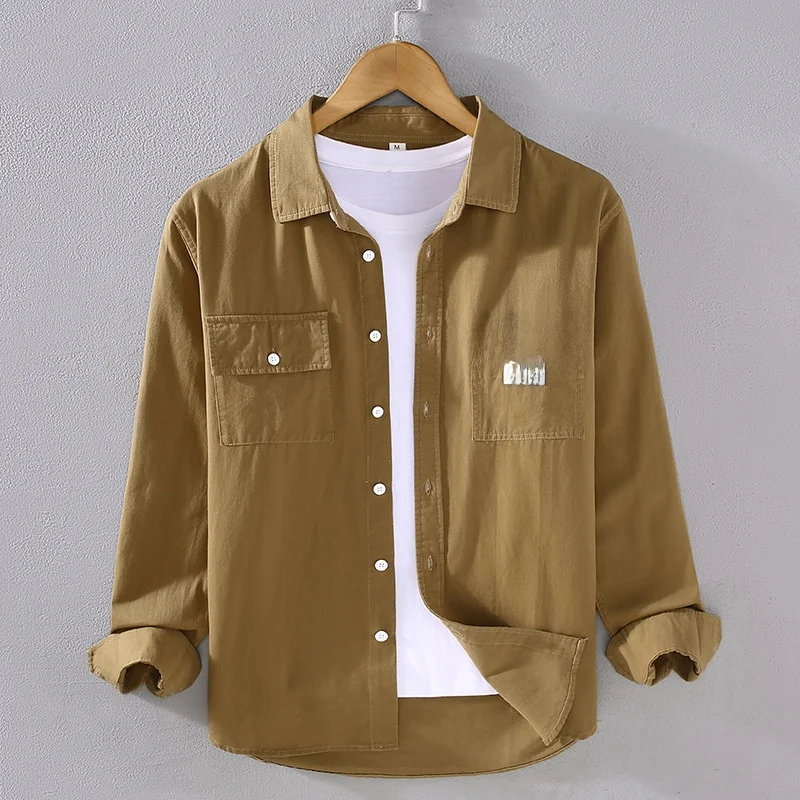 Retro Japanese Sle Long Sve Cotton Casual irt Men's Autumn New Sle Patchwork Workwear Loose Fit Ameika Sle irt
Retro Japanese Sle Long Sve Cotton Casual irt Men's Autumn New Sle Patchwork Workwear Loose Fit Ameika Sle irt