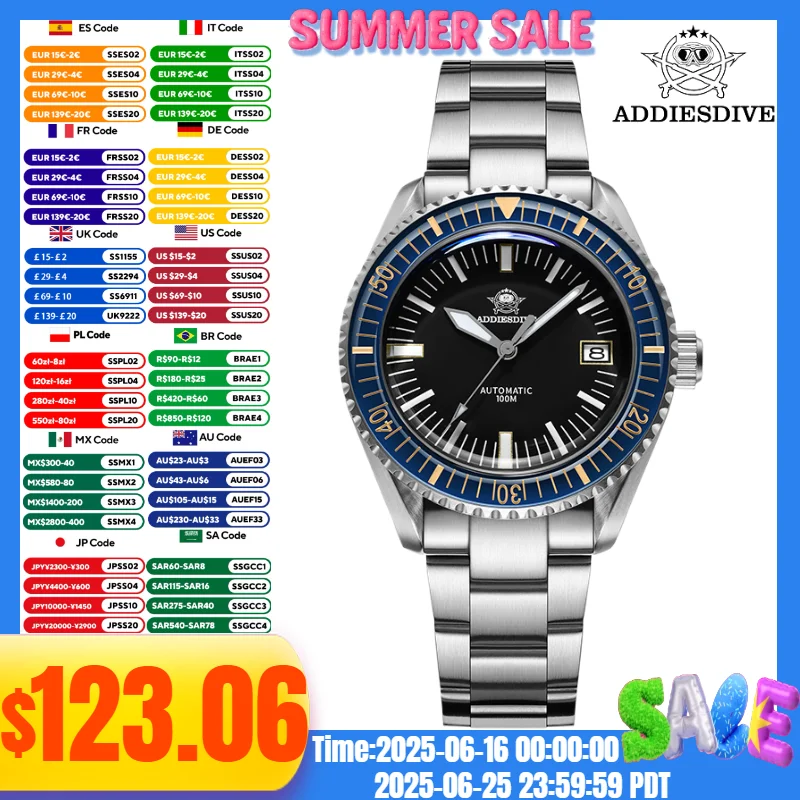 ADDIESDIVE Men's Mechanical Watch Glass Bezel BGW9 Super Luminous 10Bar Waterproof Sapphire Crystal NH35A Watches For Men
ADDIESDIVE Men's Mechanical Watch Glass Bezel BGW9 Super Luminous 10Bar Waterproof Sapphire Crystal NH35A Watches For Men