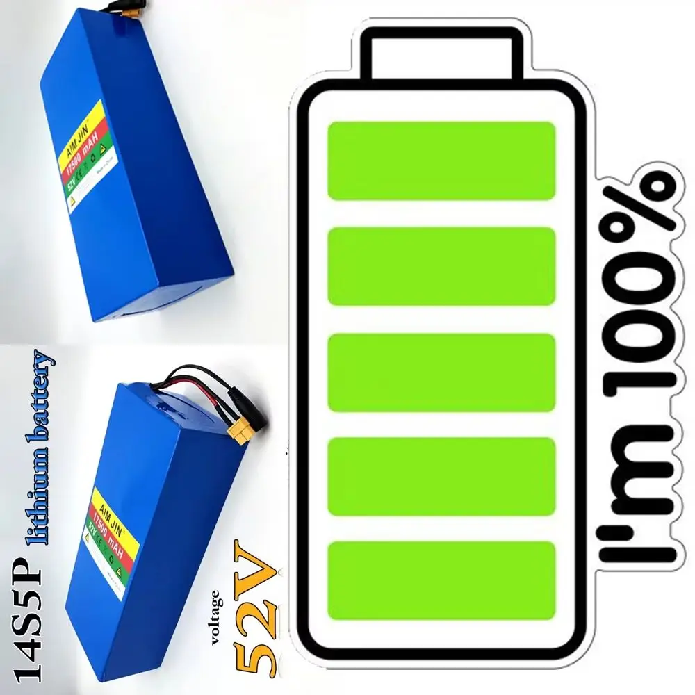 Original 52V 14S5P 17500mAh 18650 1500W Lithium Battery for Bicycle Scales, Tricycles, Motorcycle Chargers 58.8V 2A
Original 52V 14S5P 17500mAh 18650 1500W Lithium Battery for Bicycle Scales, Tricycles, Motorcycle Chargers 58.8V 2A