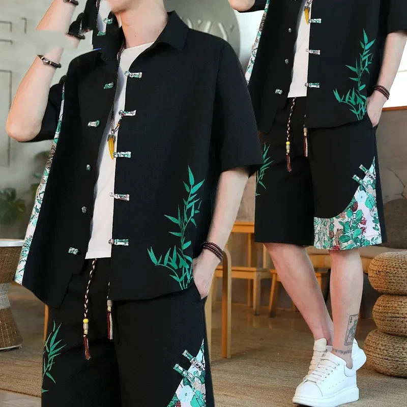 Men's Chinese Style Tang Suit Set Thin Ice Silk Short Sleeve Top And Pants Retro National Casual Outfit For Summer
Men's Chinese Style Tang Suit Set Thin Ice Silk Short Sleeve Top And Pants Retro National Casual Outfit For Summer