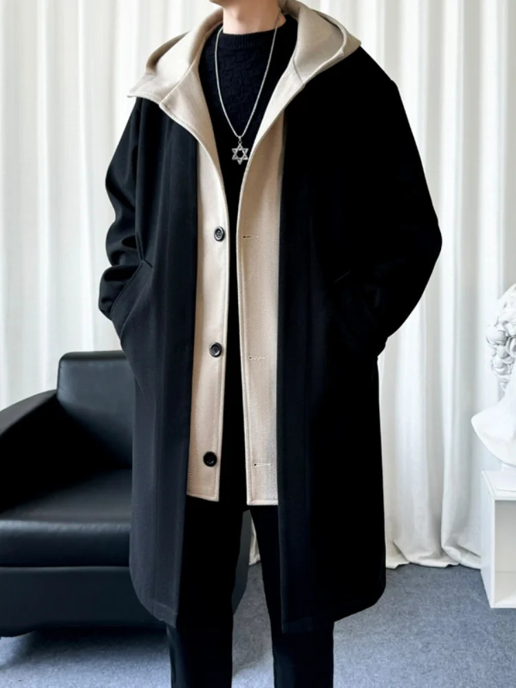 Мужское шерстяное пальто средней длины с эффектом двухслойности, осенне-зимняя модная верхняя одежда, ветровка до колен, трендовая мужская модель
Мужское шерстяное пальто средней длины с эффектом двухслойности, осенне-зимняя модная верхняя одежда, ветровка до колен, трендовая мужская модель