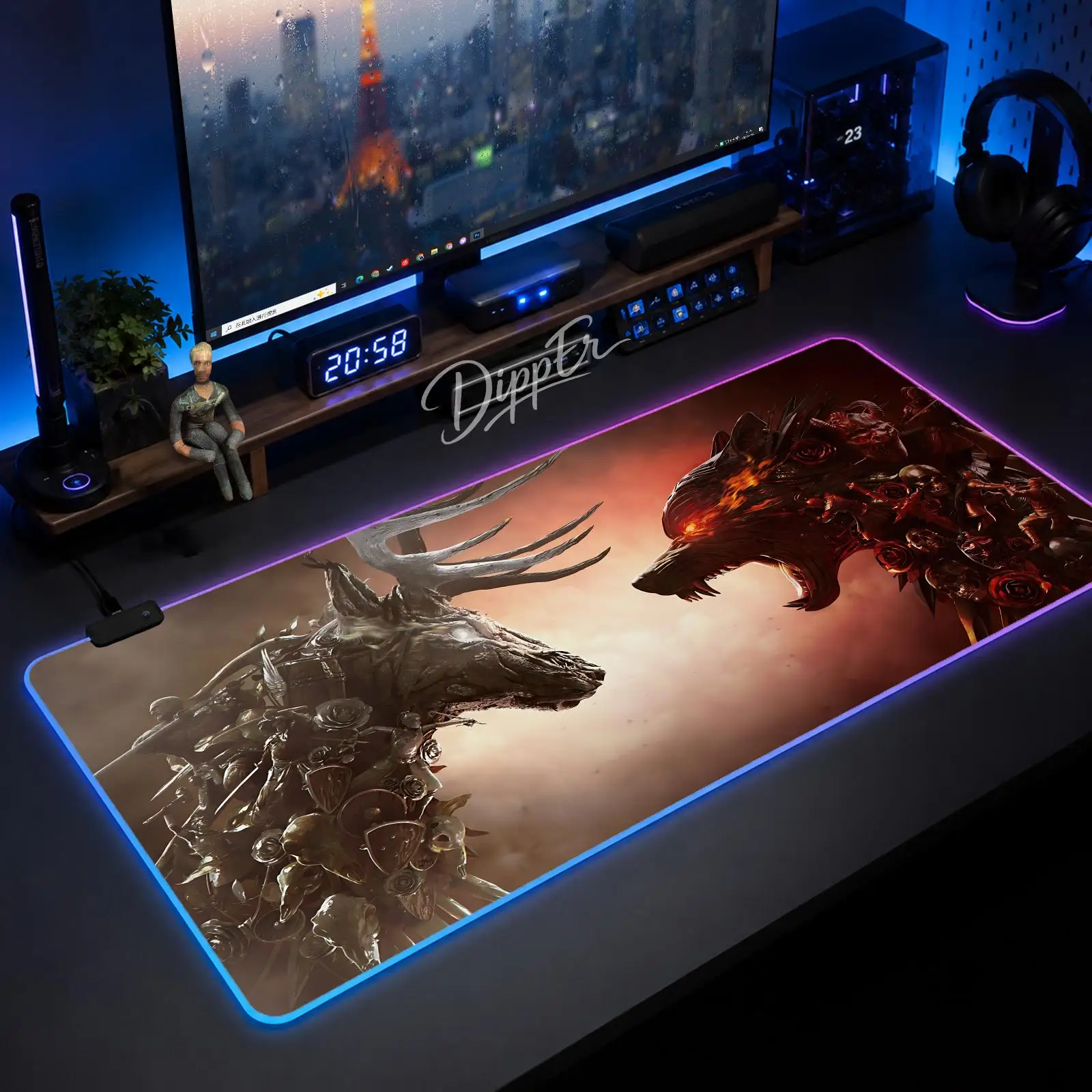 for Honor Mouse Pad Gaming Anime Mouse Pad XXL RGB Desk Mats LED Table Pads Backlit Rubber Desktop