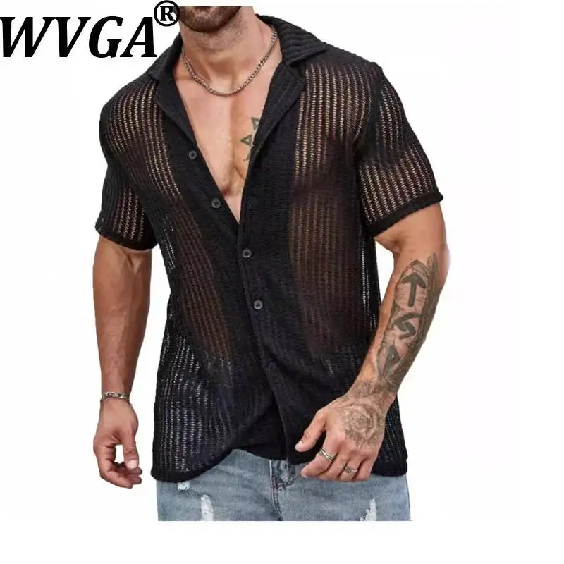 WVGA Men's Casual Shirt Summer Fashion Cool Breathable Cardigan Solid Color Short Sleeve Top Niche Chic Knitted Shirt Ins W23382
WVGA Men's Casual Shirt Summer Fashion Cool Breathable Cardigan Solid Color Short Sleeve Top Niche Chic Knitted Shirt Ins W23382