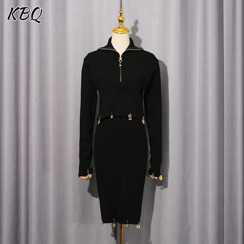 KBQ Solid Slimming Two Piece Sets for Women Lapel Long Sleeve Top High Waist Skirt Spliced Metal Casual Party Set Female Autumn
KBQ Solid Slimming Two Piece Sets for Women Lapel Long Sleeve Top High Waist Skirt Spliced Metal Casual Party Set Female Autumn