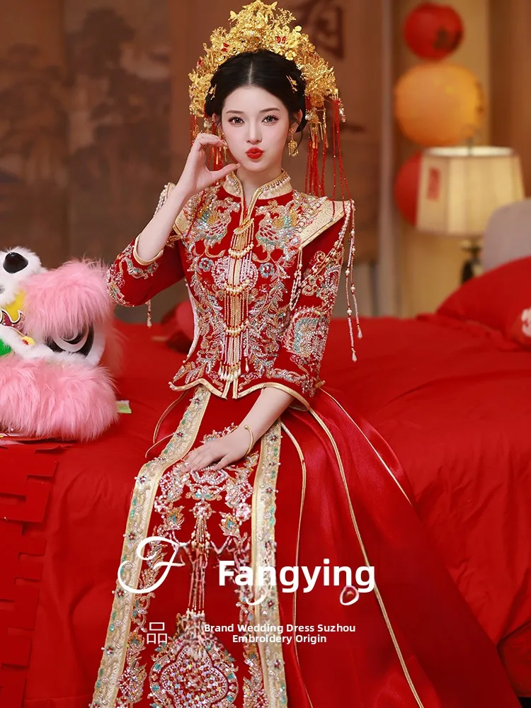Velvet Wedding Dr for Women Ele Chinese Sle Bridal Gown ort Sve Stand Collar Summer New Arr...
Velvet Wedding Dr for Women Ele Chinese Sle Bridal Gown ort Sve Stand Collar Summer New Arr...