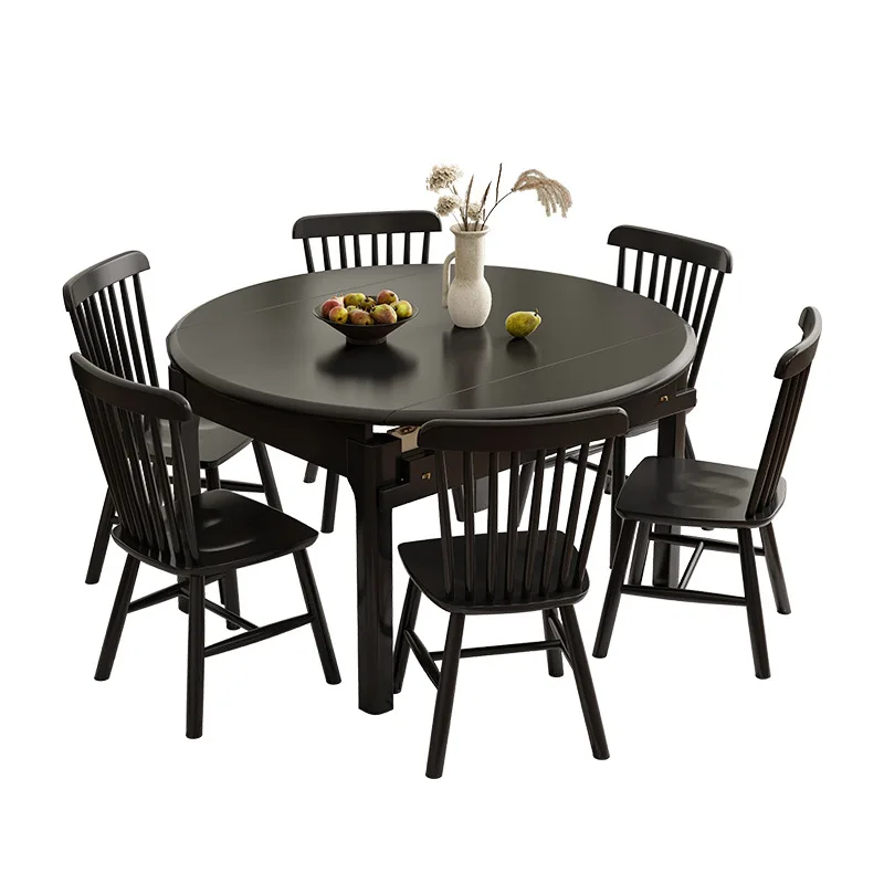 Nordic, solid wood, retractable, folding dining table, black, modern, rectangular, variable round
Nordic, solid wood, retractable, folding dining table, black, modern, rectangular, variable round