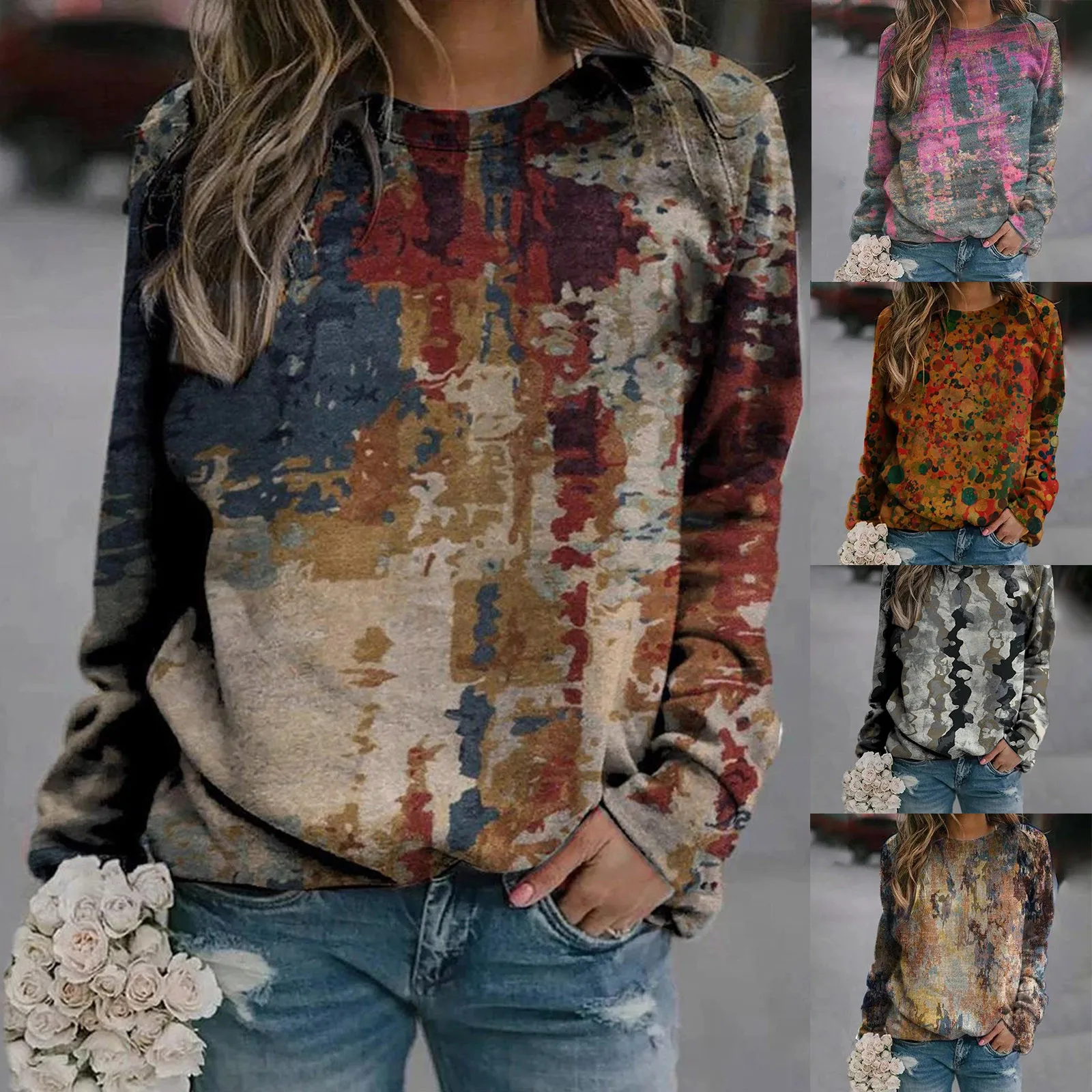 Ladies Long Sleeve round Neck Printed Sweatshirt Street Style Polyester Fabric Comfortable Fit Fall Fashion Casual Wear
Ladies Long Sleeve round Neck Printed Sweatshirt Street Style Polyester Fabric Comfortable Fit Fall Fashion Casual Wear