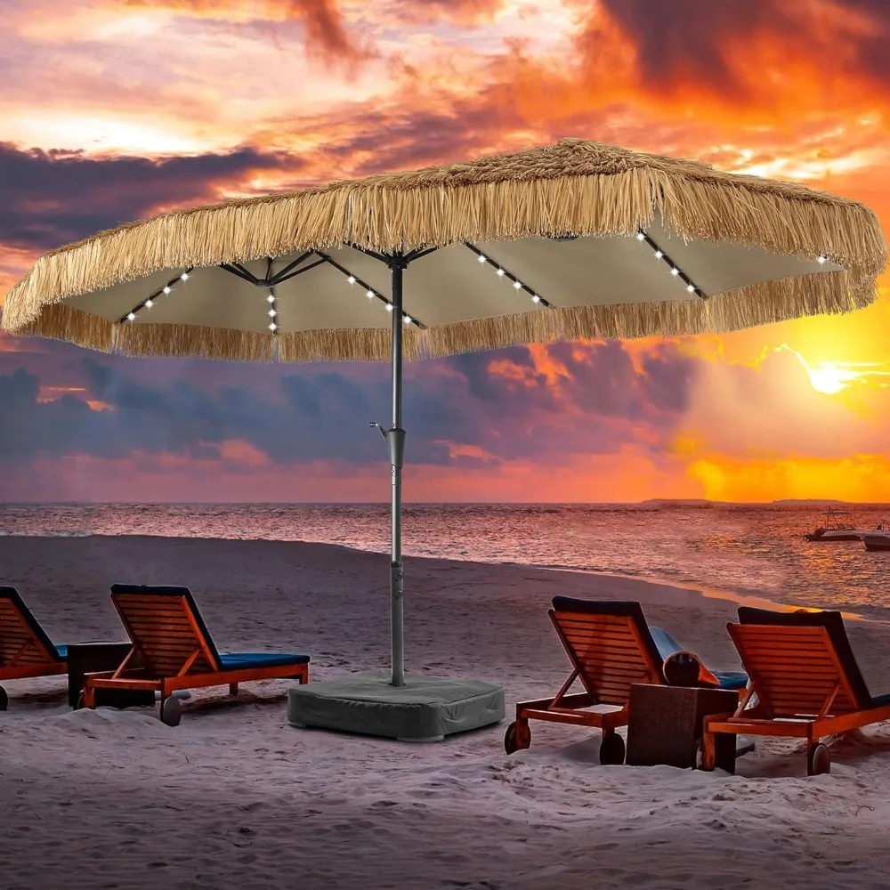 15FT Thatch Umbrella Tiki Bench umbrella With Base&Solar Lights, Sunshade Umbrella with Water-resistant for Bench, Patio,Pool
15FT Thatch Umbrella Tiki Bench umbrella With Base&Solar Lights, Sunshade Umbrella with Water-resistant for Bench, Patio,Pool