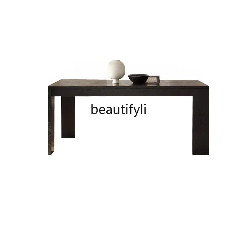 Rock dining table premium sense retro black rectangular solid wood dining table and chairs combination9338
Rock dining table premium sense retro black rectangular solid wood dining table and chairs combination9338
