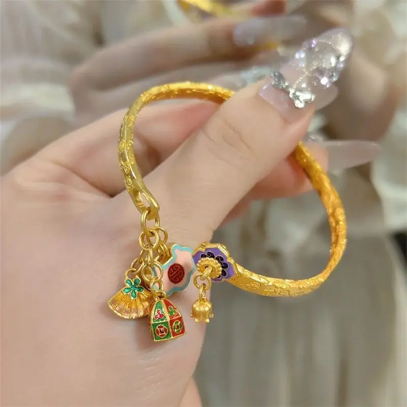 Golden Lucky Bangle Charms High Temperature Burned Blue Enamel Chinese Style National Temperament Open Bracelet Girlfriend Gift
Golden Lucky Bangle Charms High Temperature Burned Blue Enamel Chinese Style National Temperament Open Bracelet Girlfriend Gift