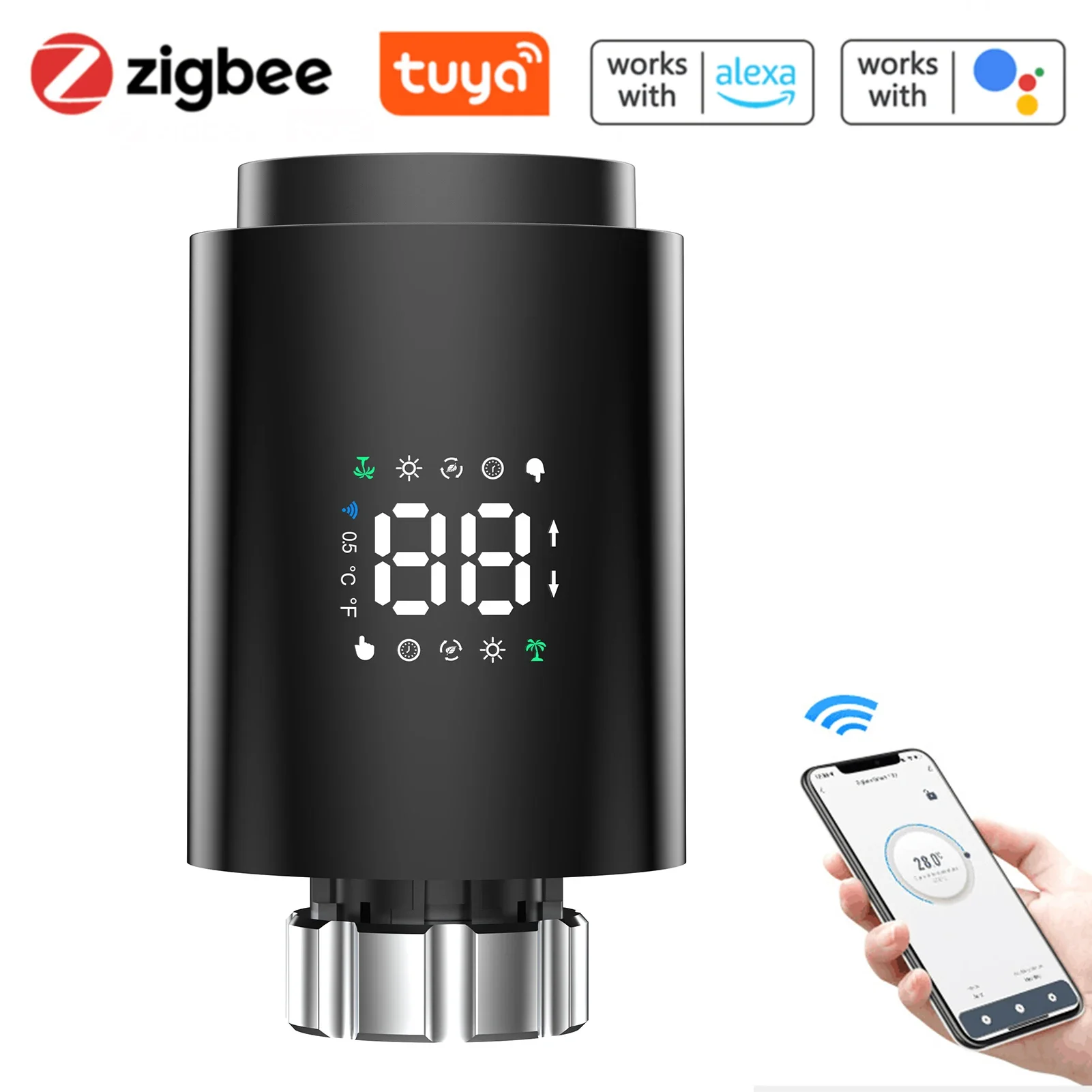 Tuya TRV Zigbee Thermostatic Radiator Valve Smart Temperature Control TRVs Work With Alexa Google
Tuya TRV Zigbee Thermostatic Radiator Valve Smart Temperature Control TRVs Work With Alexa Google